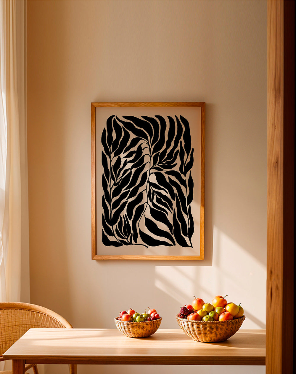 Lámina botánica hojas en silueta negra – Product2