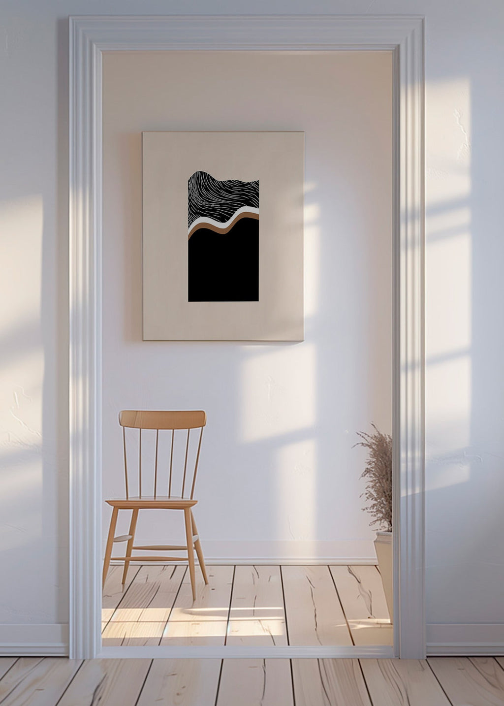 Cuadro abstracto con ondas monocromas – Canvas