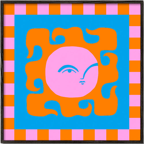 Ilustración sol sonriente en tonos pop – Black Frame