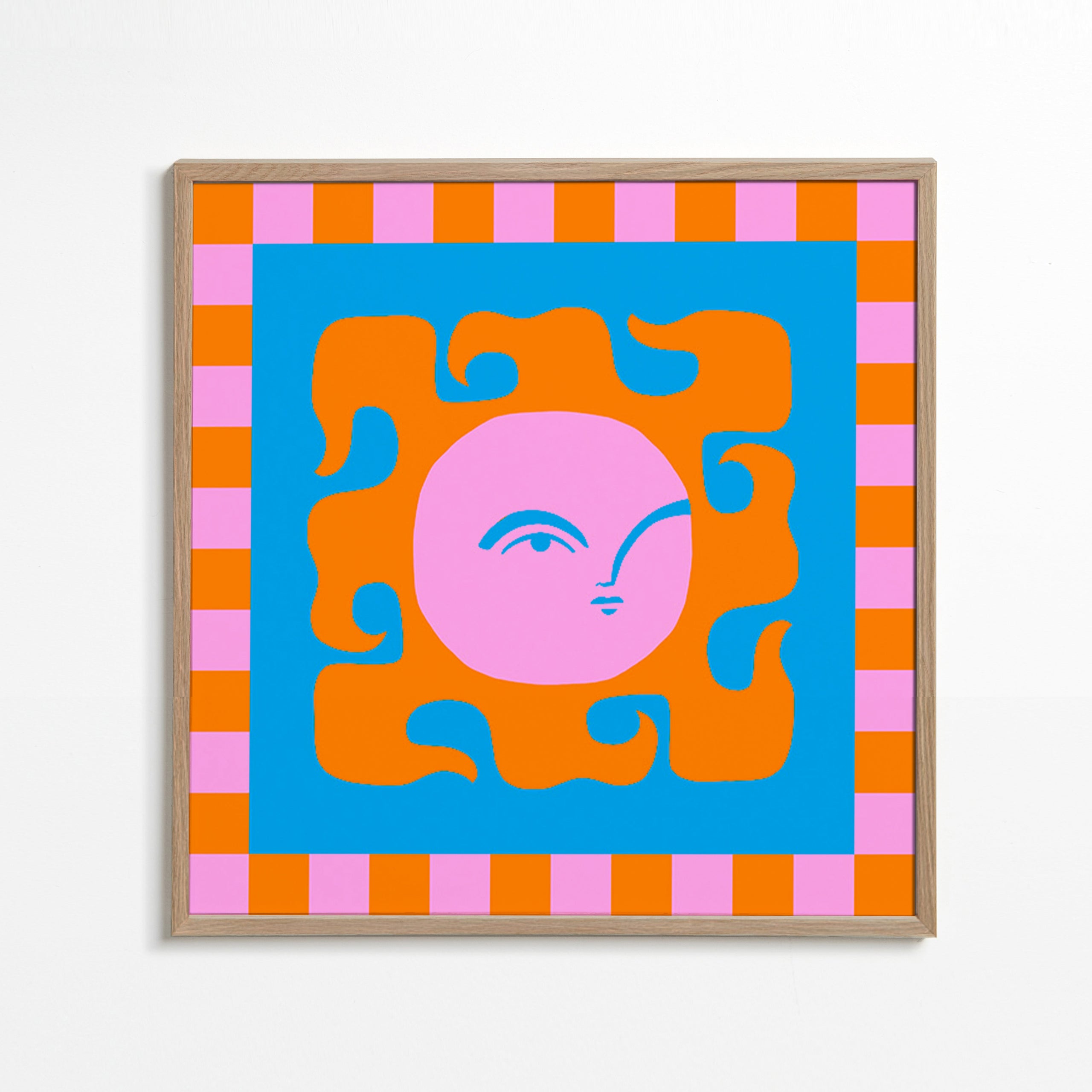 Ilustración sol sonriente en tonos pop – Oak Frame