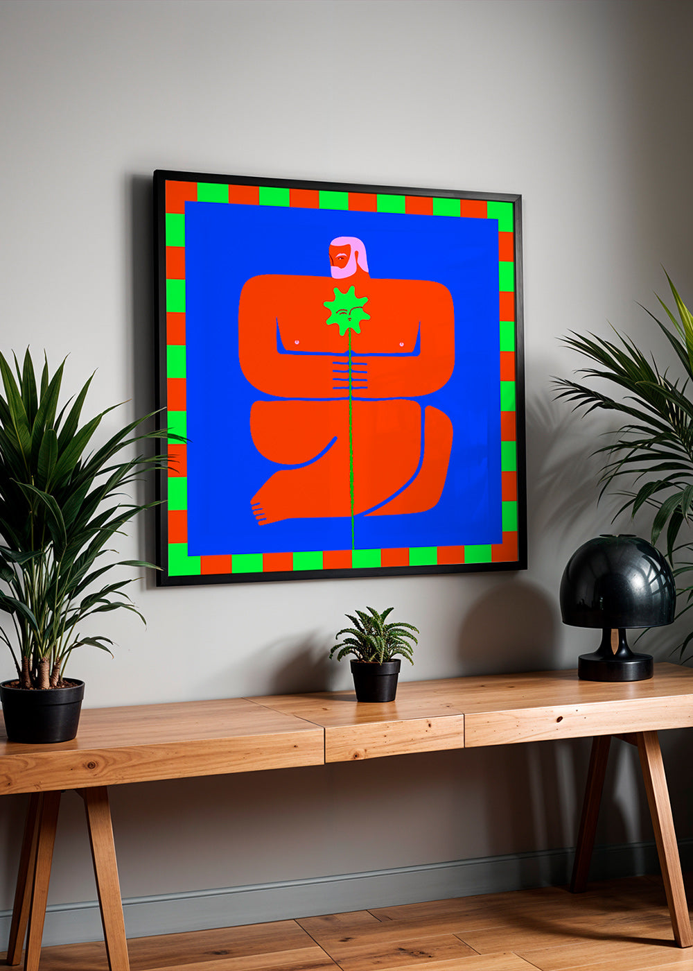 Ilustración de figura sosteniendo flor – Product1