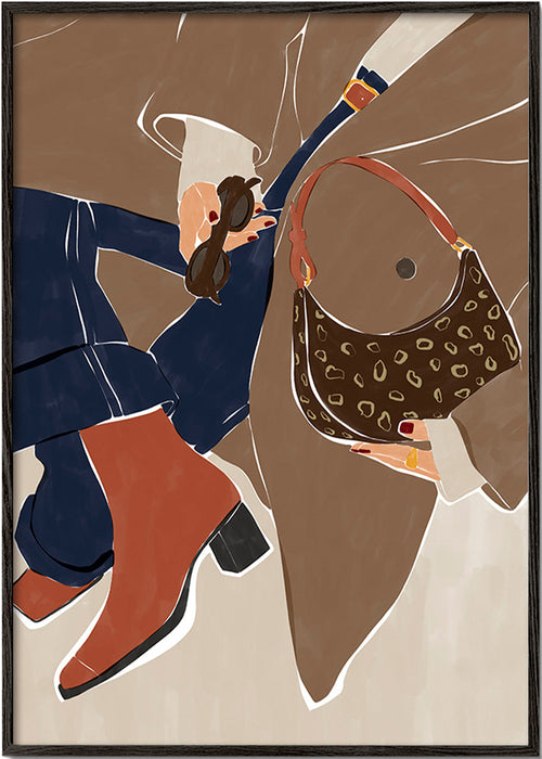Ilustración de moda con bolso y botas – Black Frame