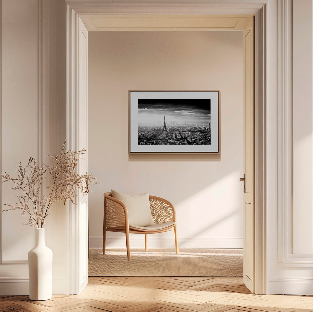 Cuadro de ciudades: París y la Torre Eiffel en blanco y negro – Canvas1