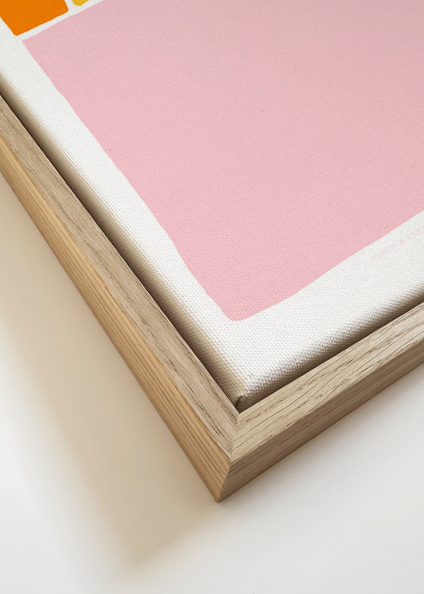 Cuadro abstracto semicírculo rosa y naranja – Canvas detail