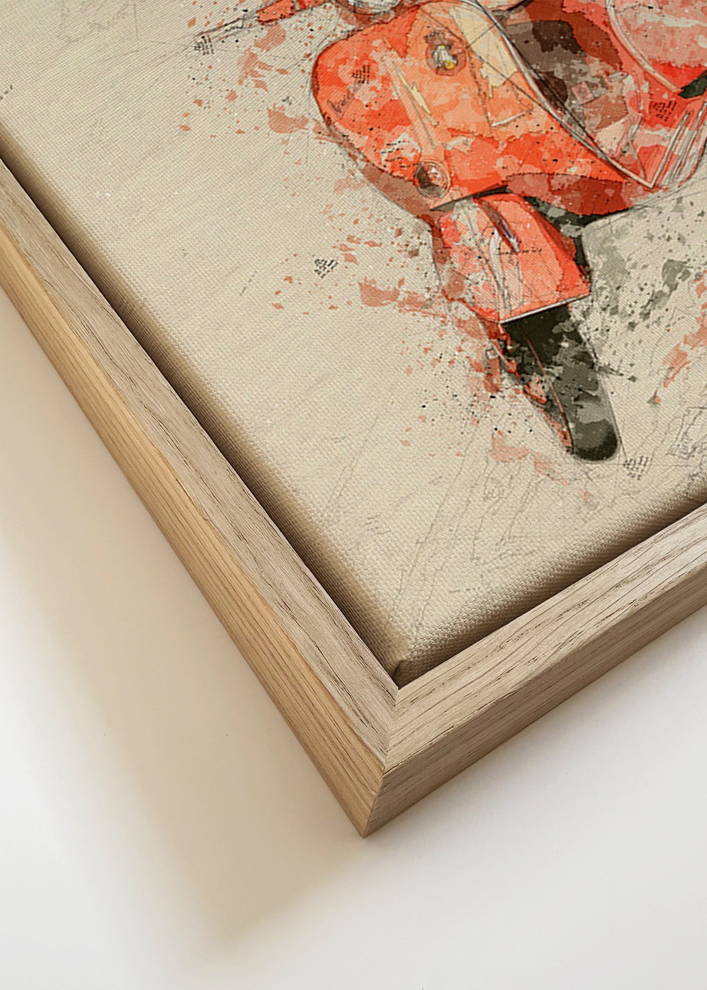 Ilustración Vespa roja sobre fondo texturado – Canvas detail