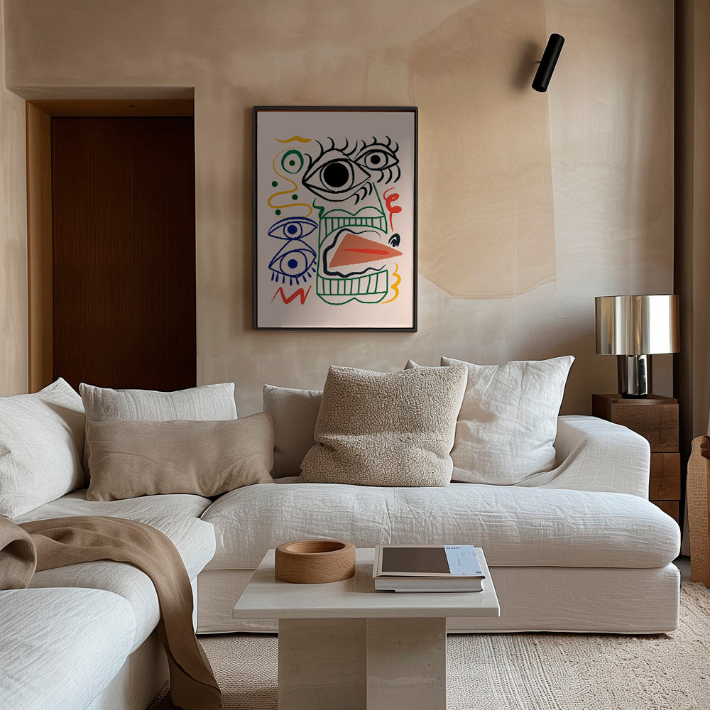 Ilustración lineal con rostros y ojos – Canvas1