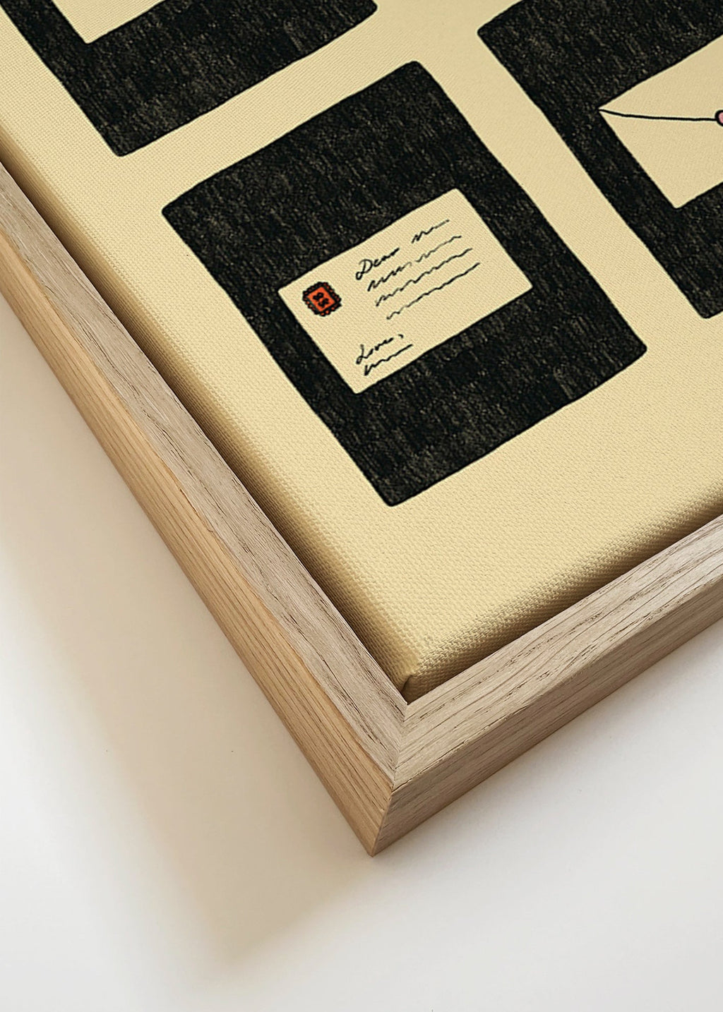 Ilustración cartas de amor en cuatro marcos – Canvas detail