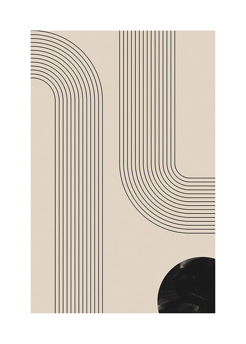 Cuadro minimalista con líneas arqueadas