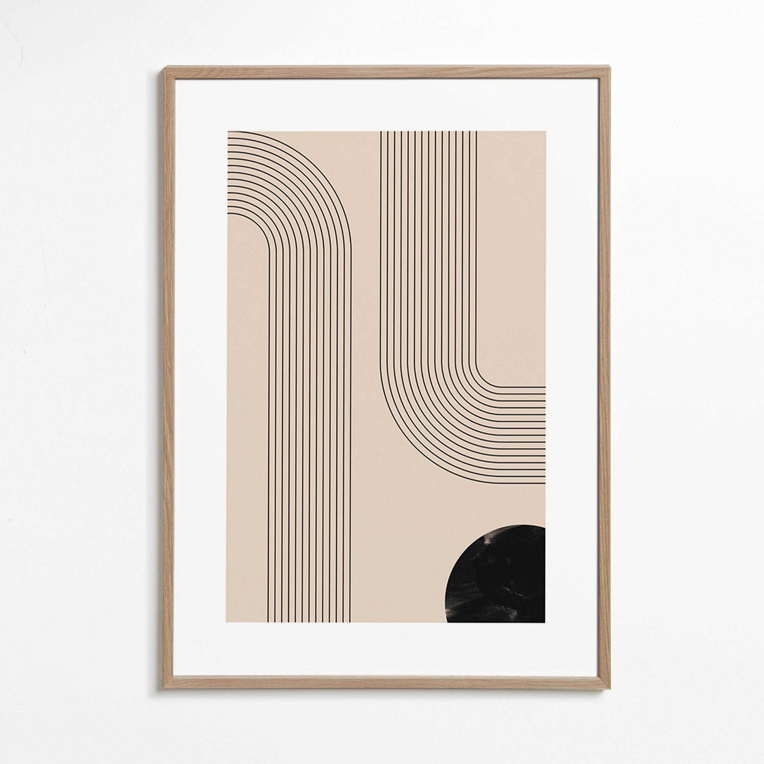 Cuadro minimalista con líneas arqueadas – Oak Frame