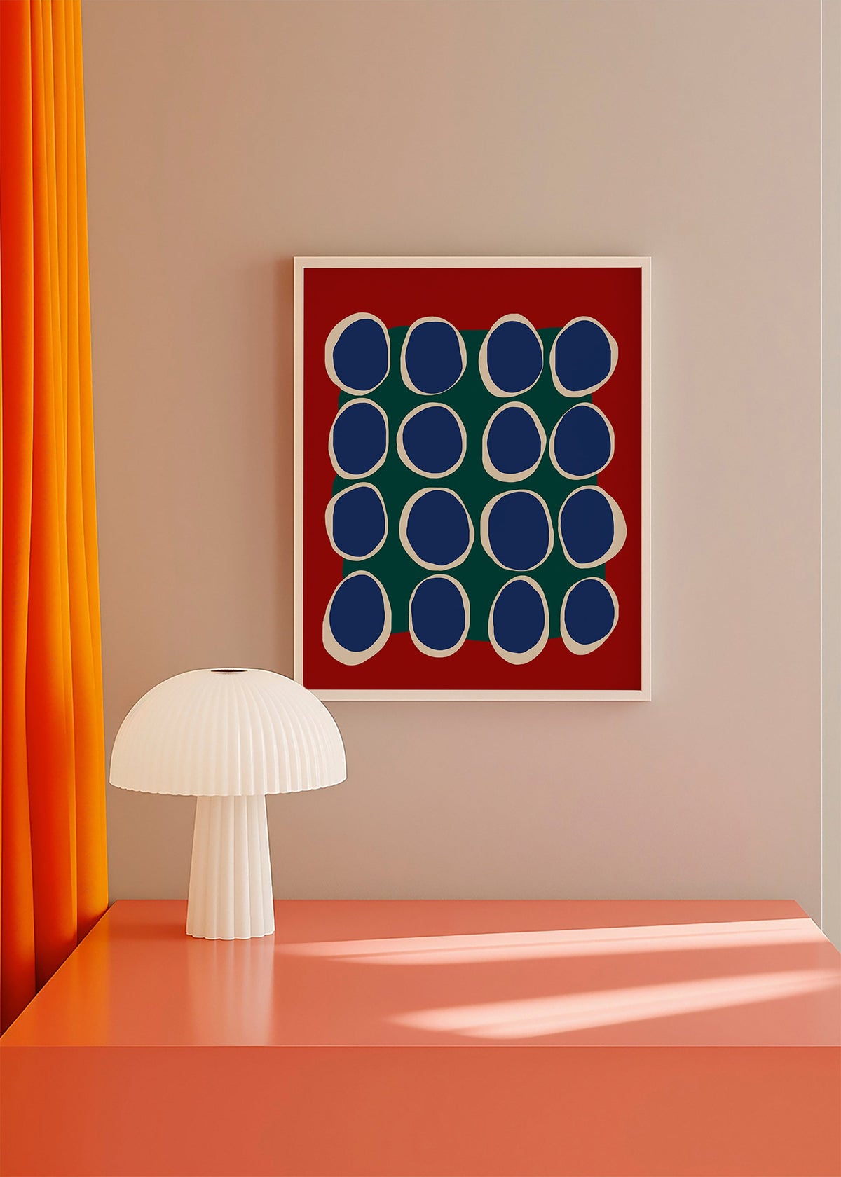 Cuadro geométrico con óvalos azules y bloque verde – Product1