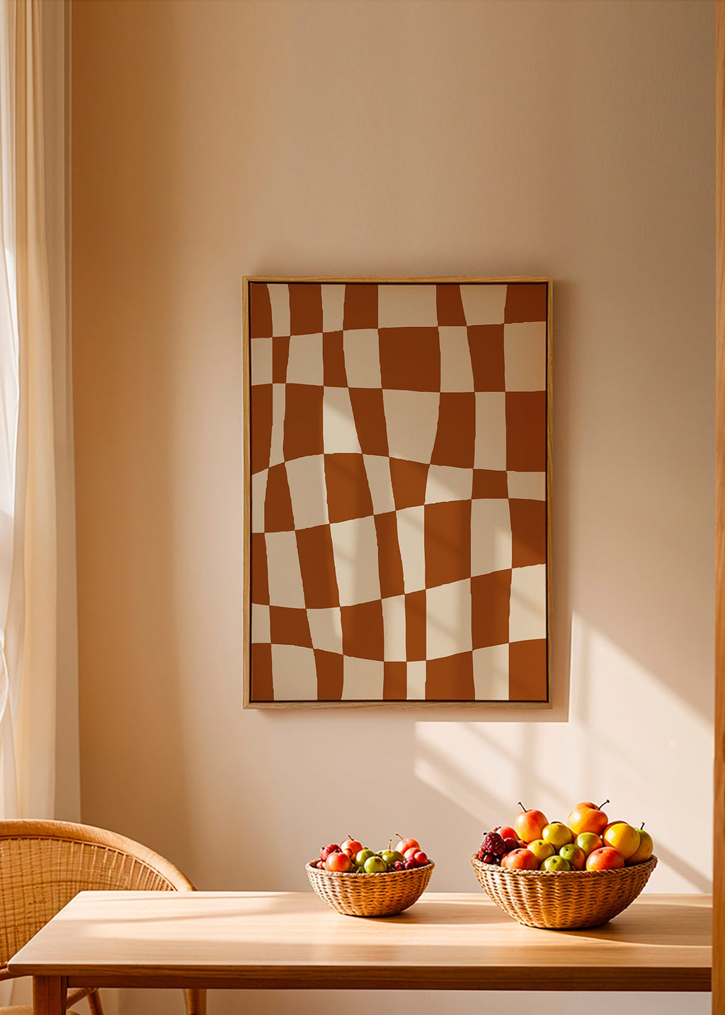 Cuadro geométrico con tablero ondulado marrón – Canvas2