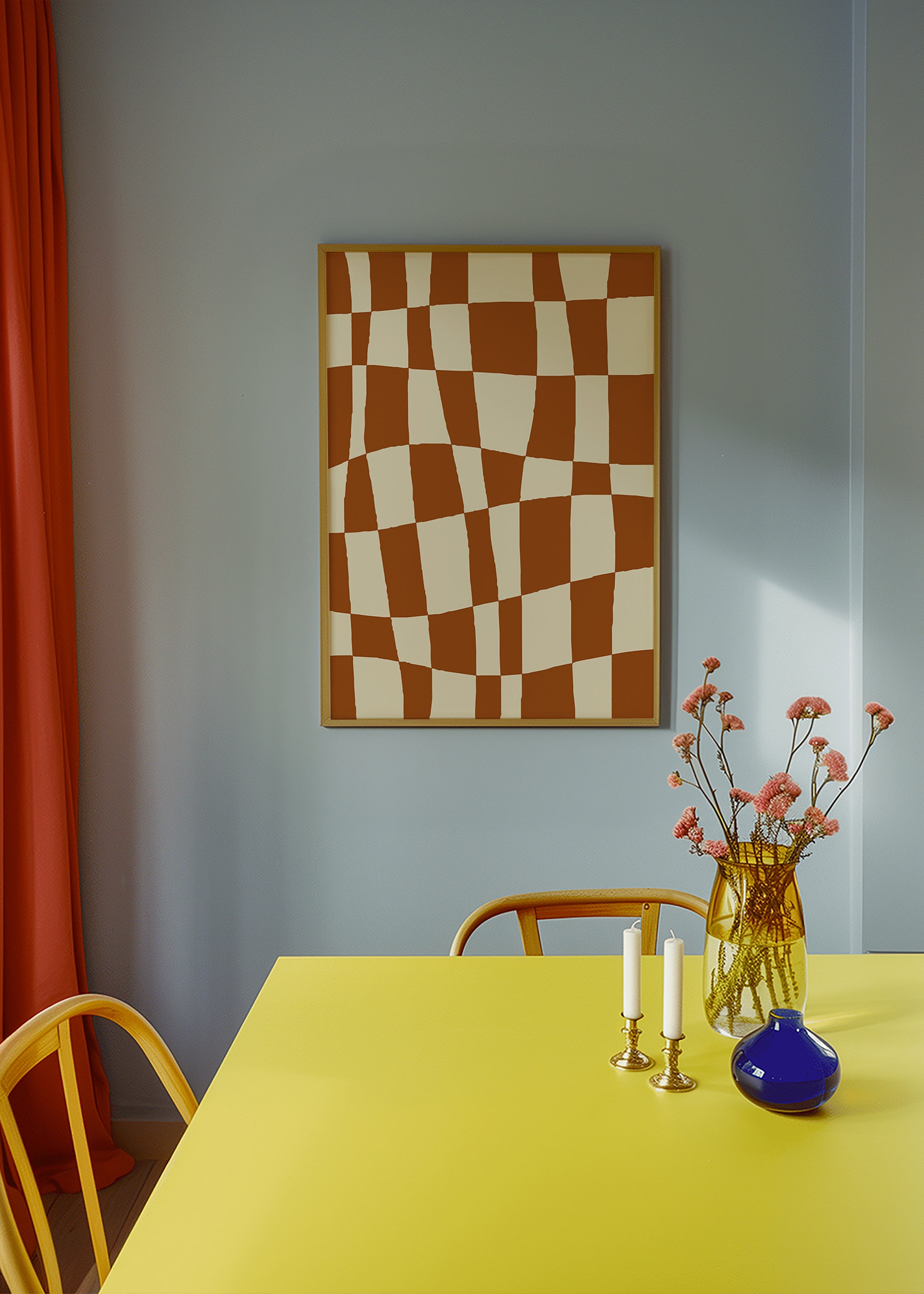 Cuadro geométrico con tablero ondulado marrón – Product2