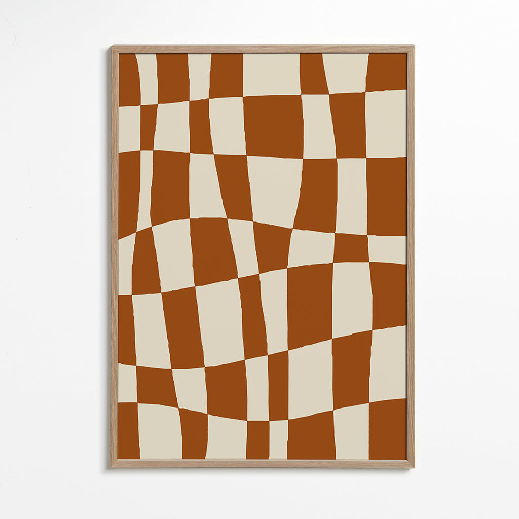Cuadro geométrico con tablero ondulado marrón – Oak Frame