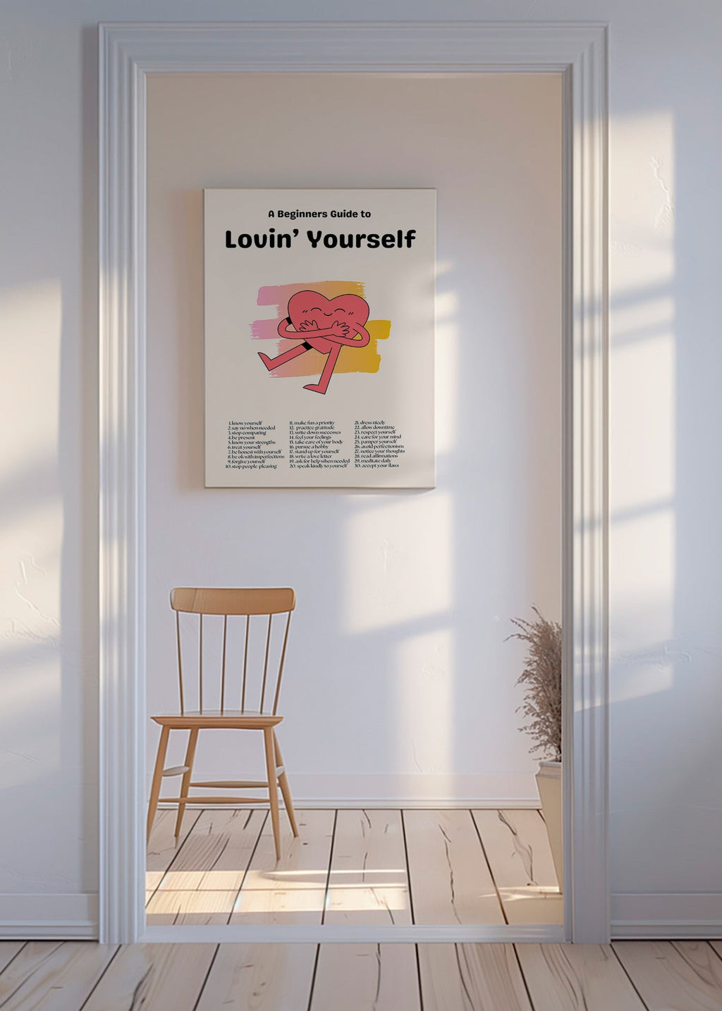 Ilustración: Corazón abrazándose con fondo pastel – Canvas