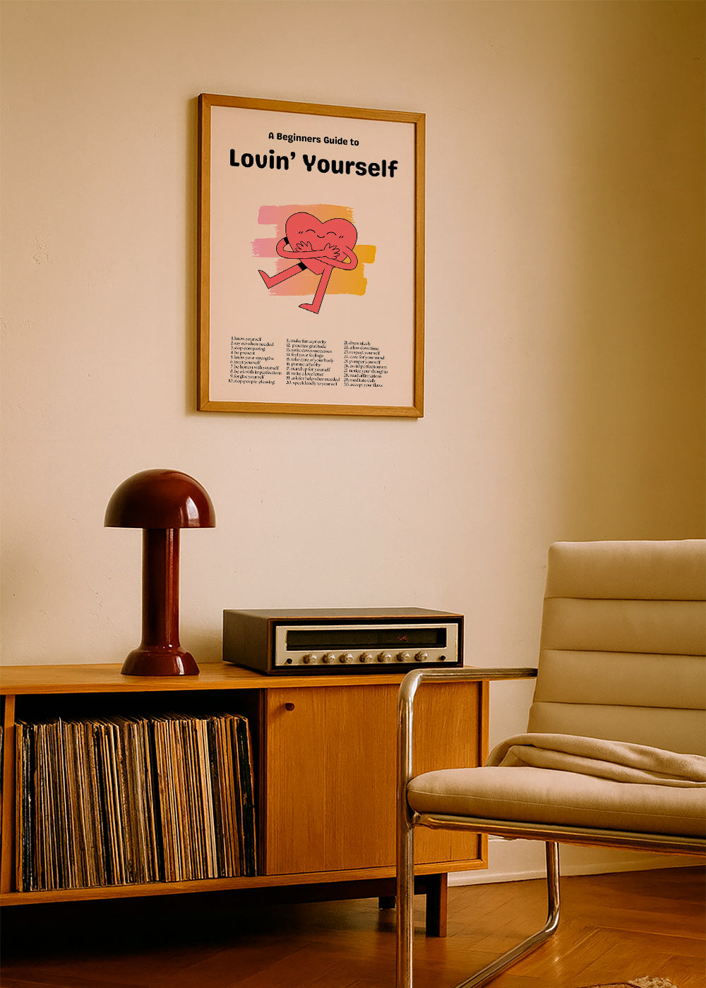 Ilustración: Corazón abrazándose con fondo pastel – Product2