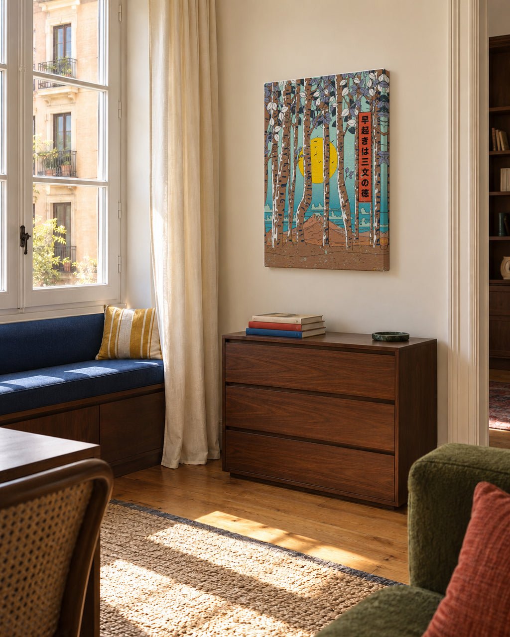 Japanese Birch Trees - Unframed canvas in an interior