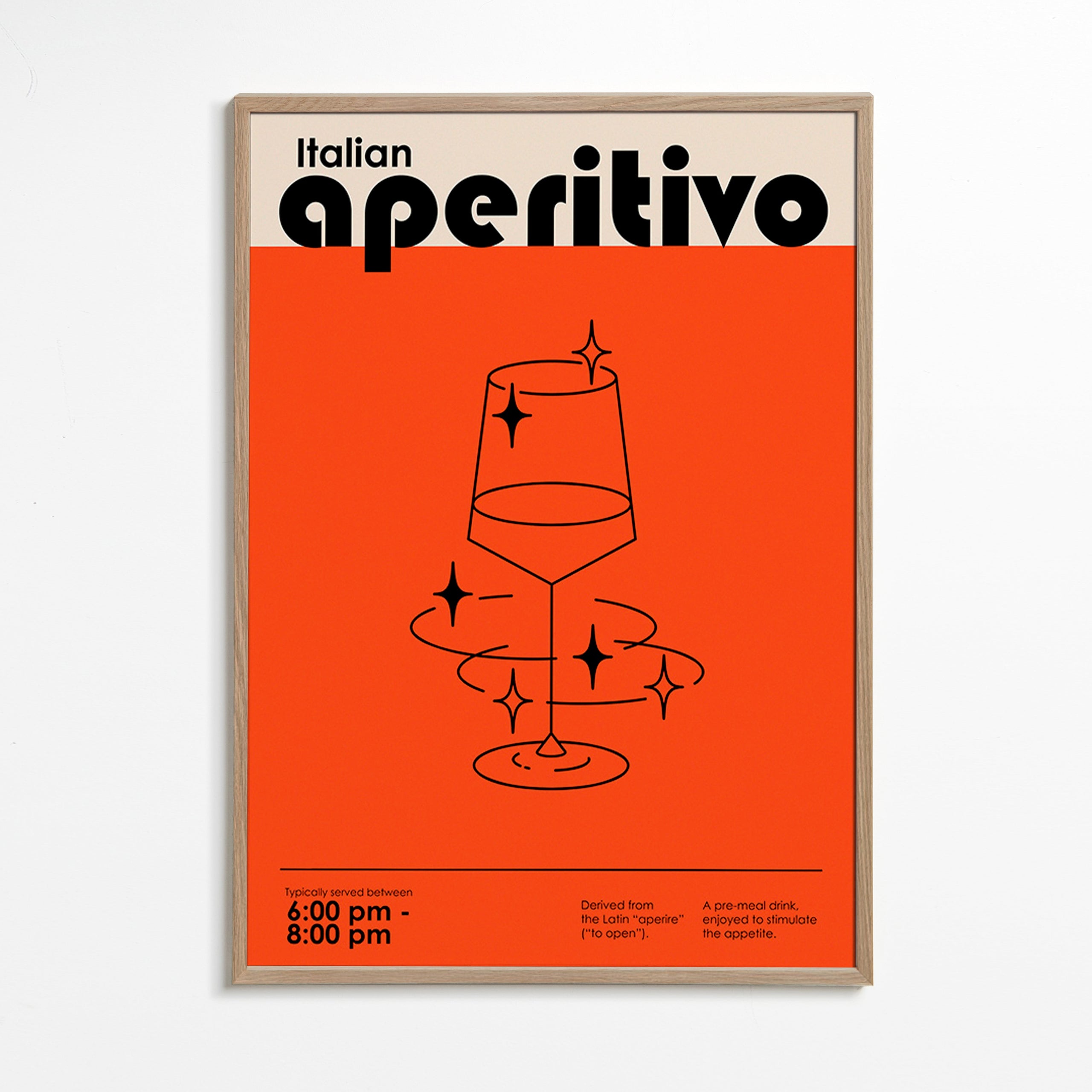 Cuadro de cocina Aperitivo italiano gráfico – Oak Frame