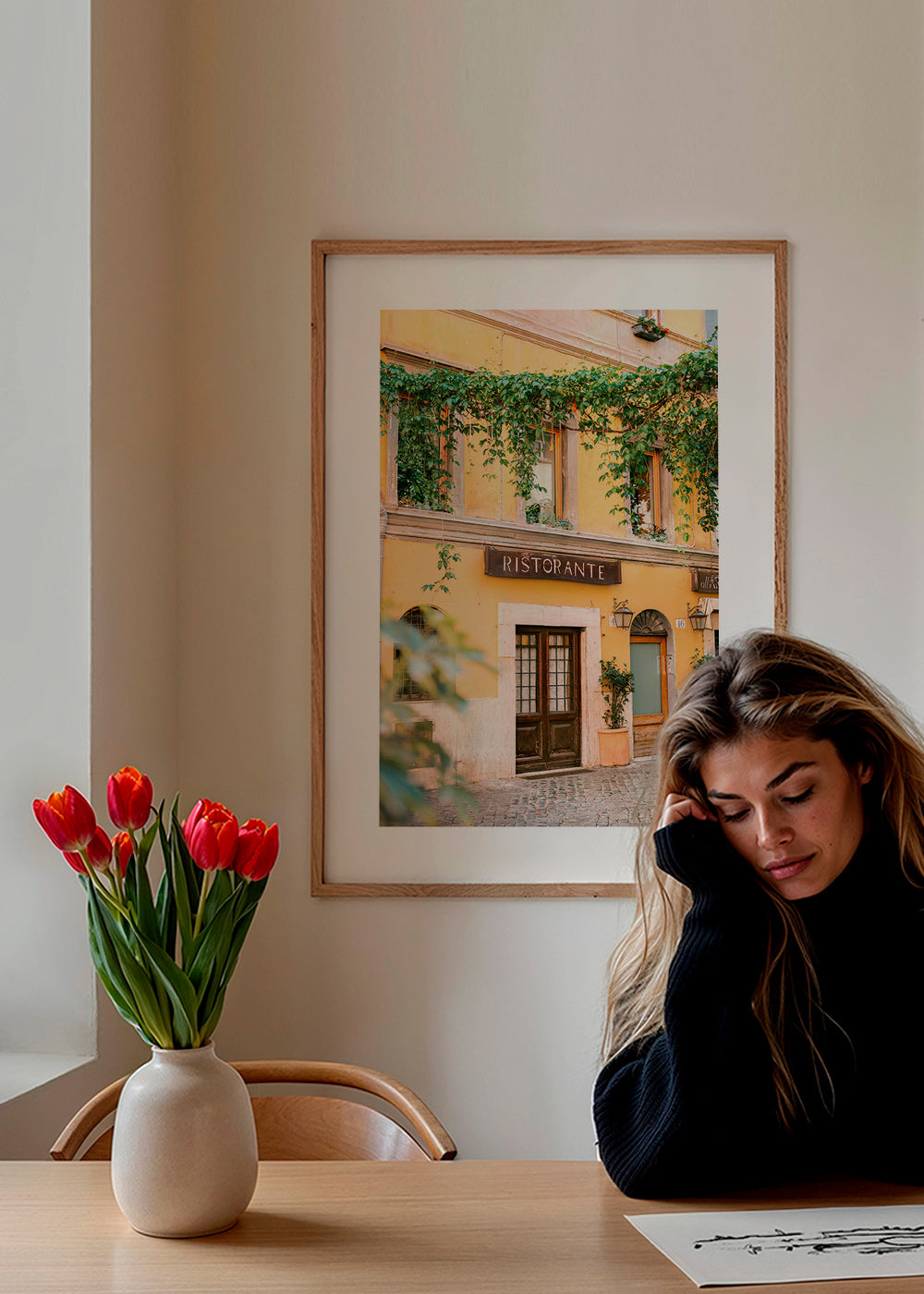 Cuadro de cocina con fachada de ristorante en amarillo – Product1