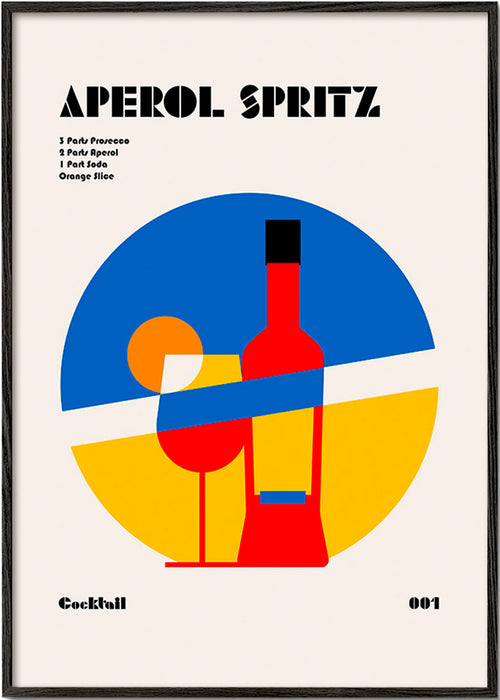 Cuadro de cocina Aperol Spritz geométrico – Black Frame