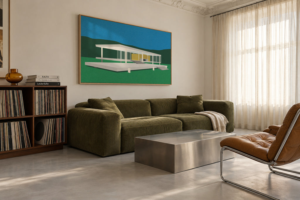 Ludwig Mies Van Der Rohe Farnsworth House - Framed canvas in an interior