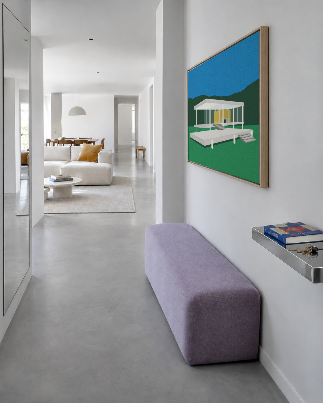 Ludwig Mies Van Der Rohe Farnsworth House - Framed canvas in an interior