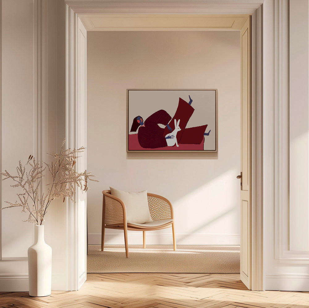 Cuadro con conejo y figura reclinada – Canvas1