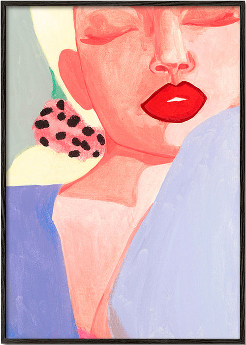 Ilustración femenina con labios rojos – Black Frame