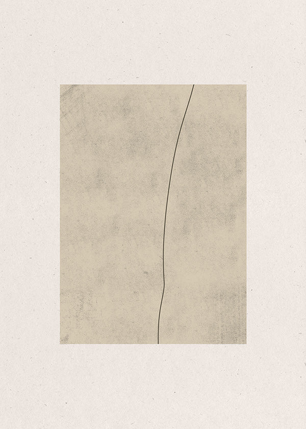 Cuadro minimalista con línea curva sobre textura beige