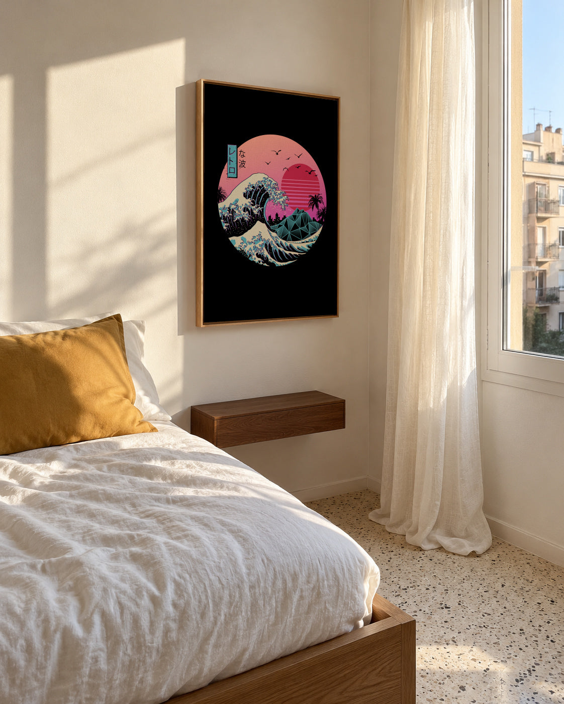 Great Retro Wave - Framed canvas in an interior