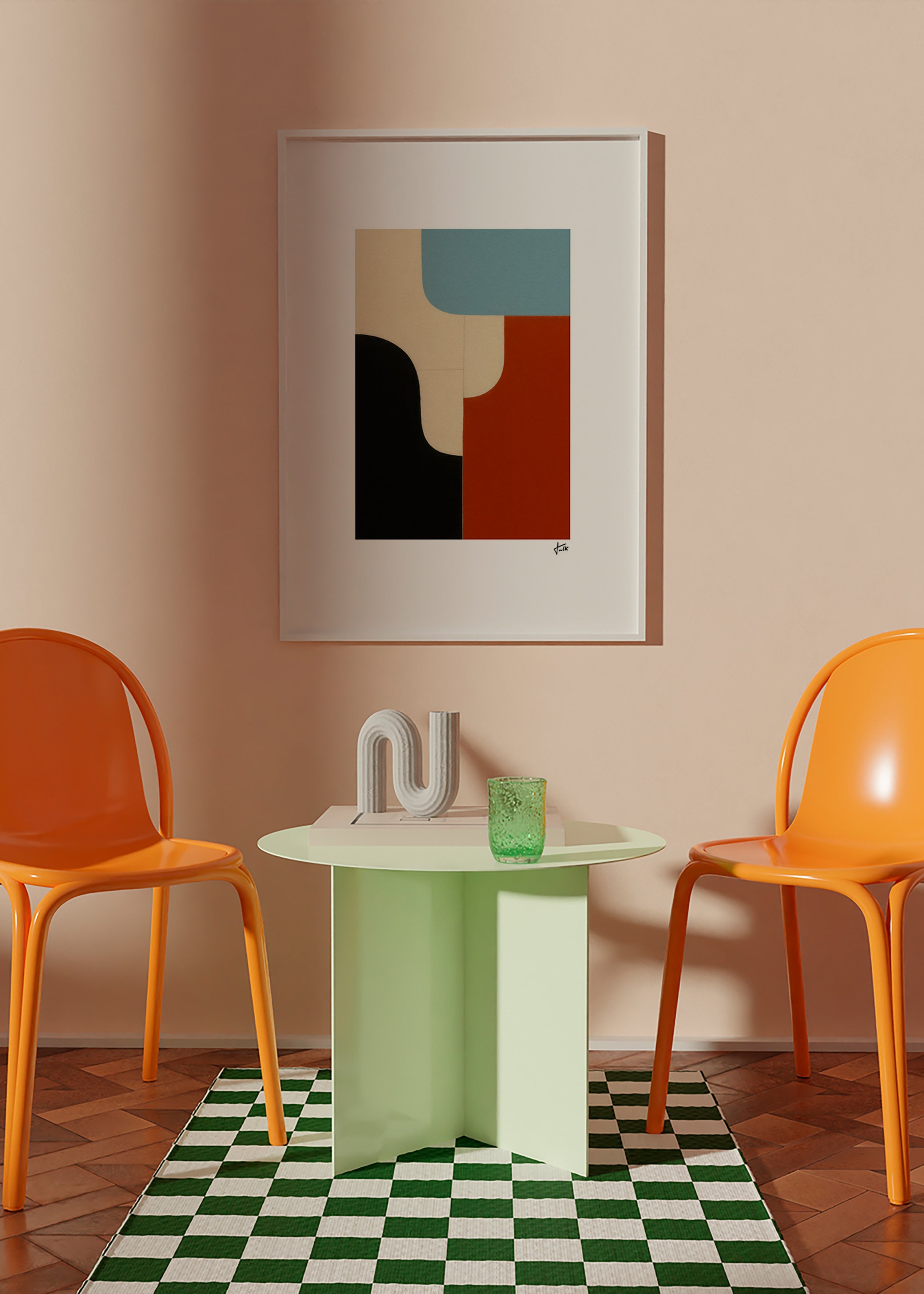 Cuadro geométrico modular con curvas orgánicas – Product1