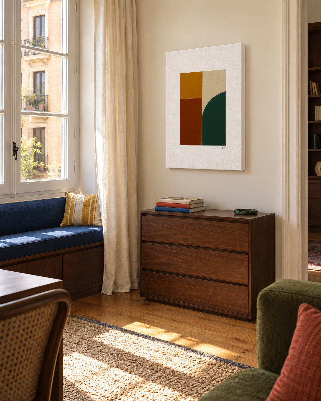 Modular Curve II - Unframed canvas in an interior