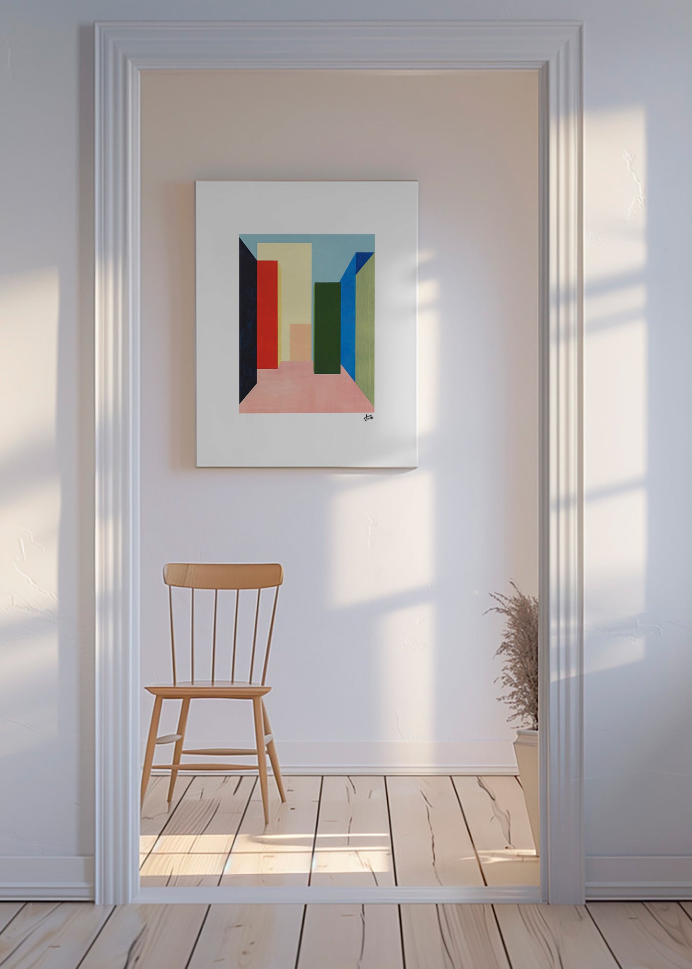 Cuadro geométrico con pasillo en perspectiva – Canvas