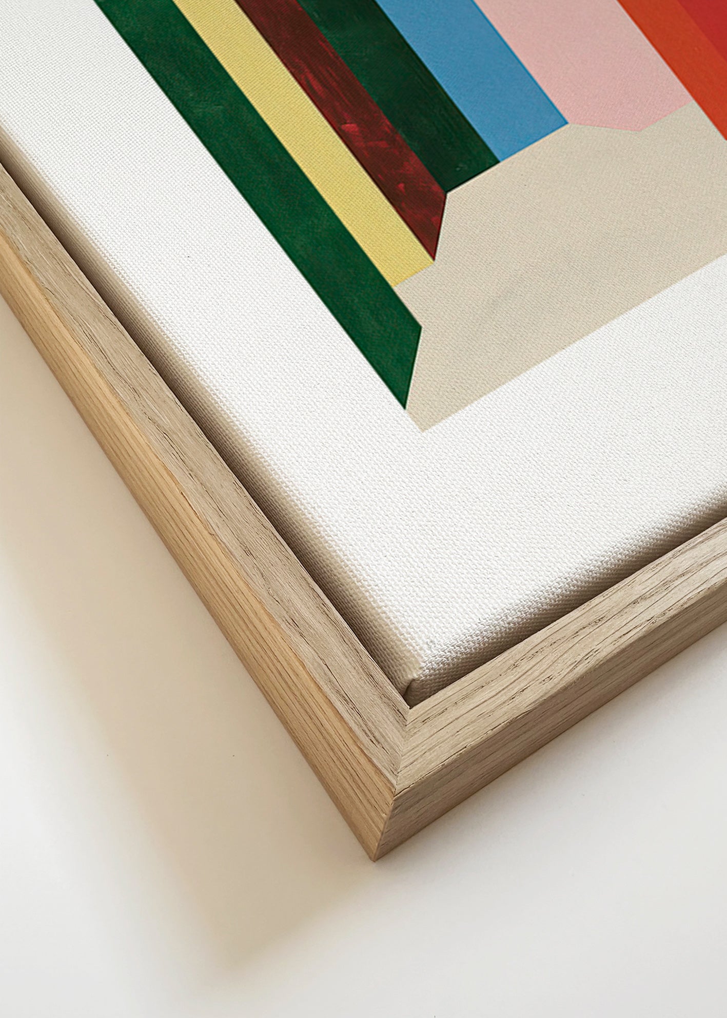 Cuadro geométrico: pasaje vertical de colores – Canvas detail