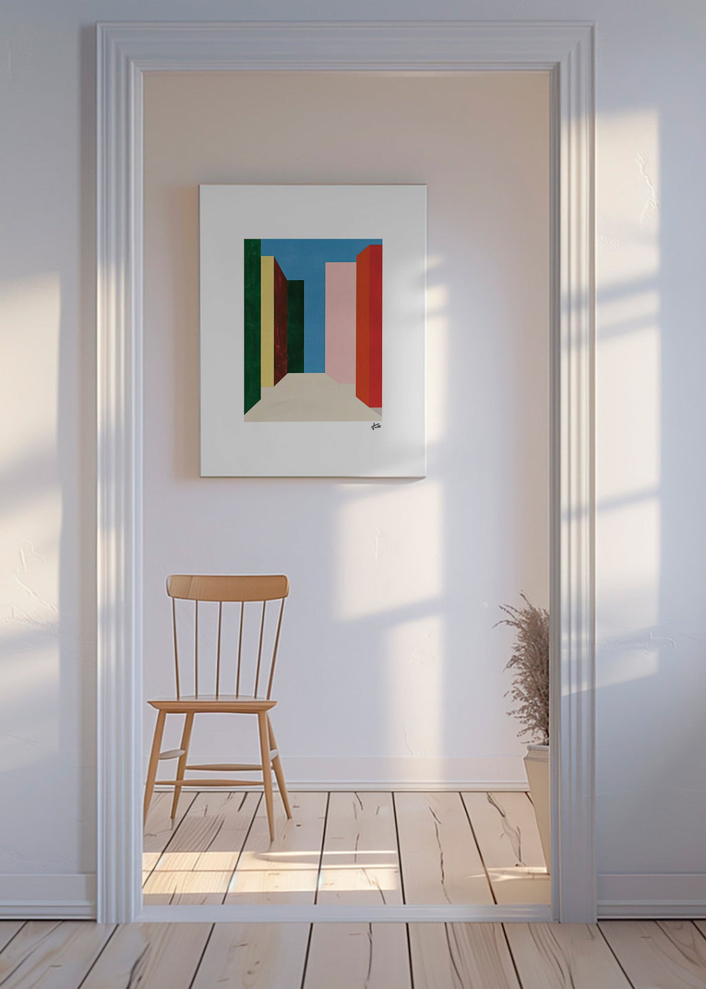 Cuadro geométrico: pasaje vertical de colores – Canvas