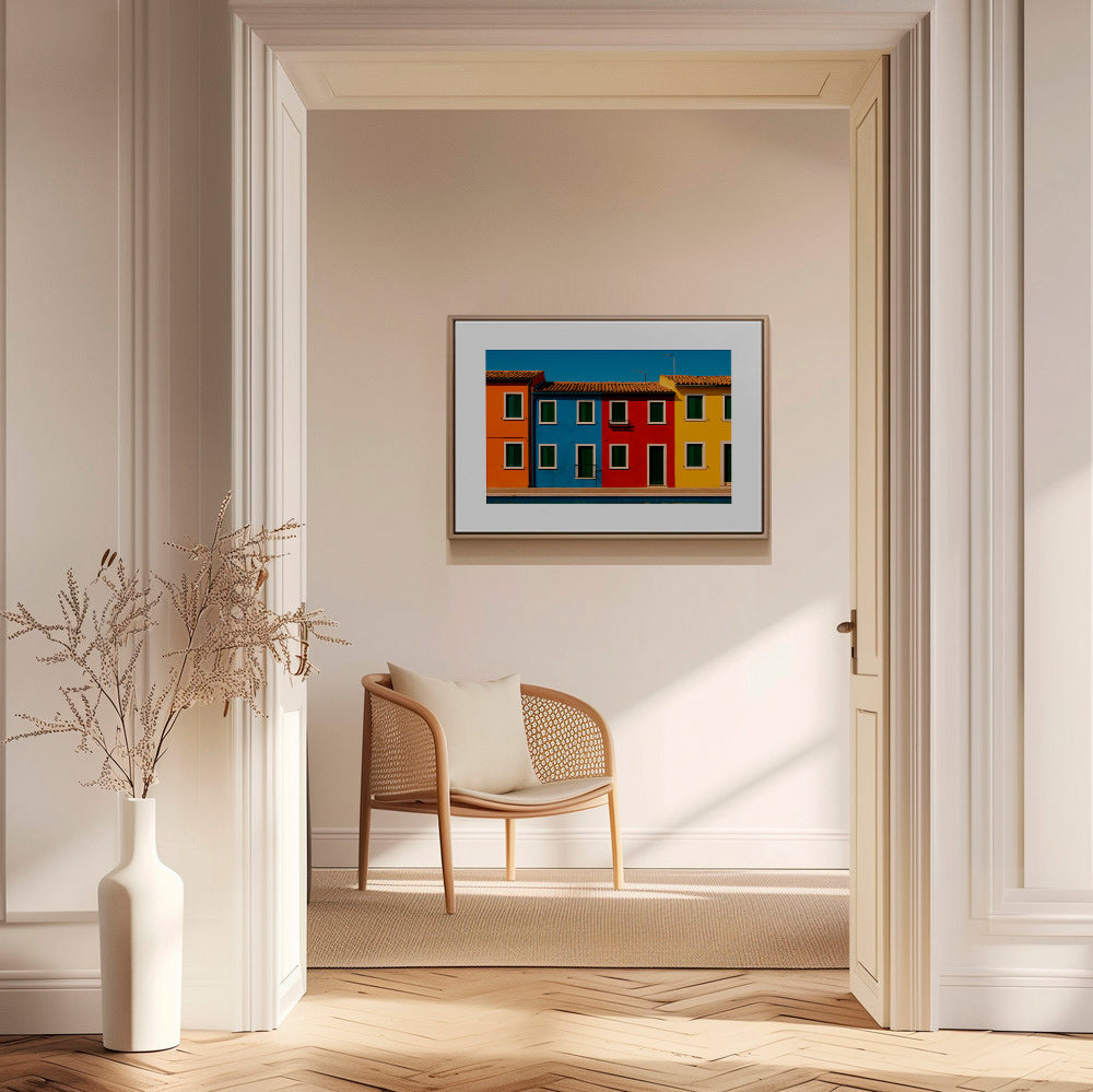 Cuadro de ciudades: fachadas coloridas en fila – Canvas2