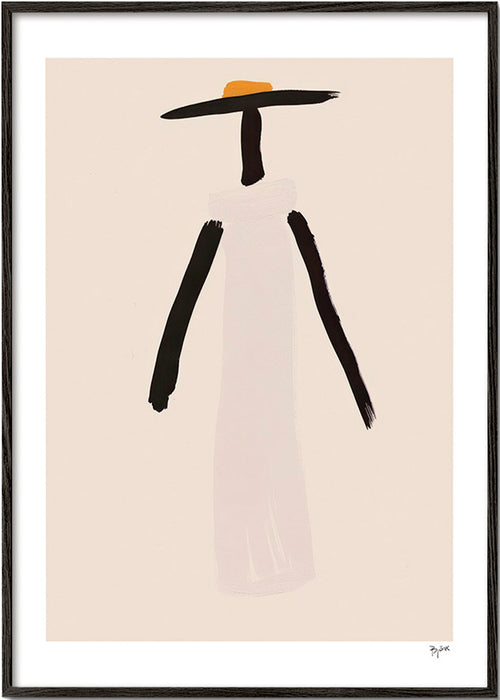 Cuadro minimalista figura con sombrero y vestido – Black Frame
