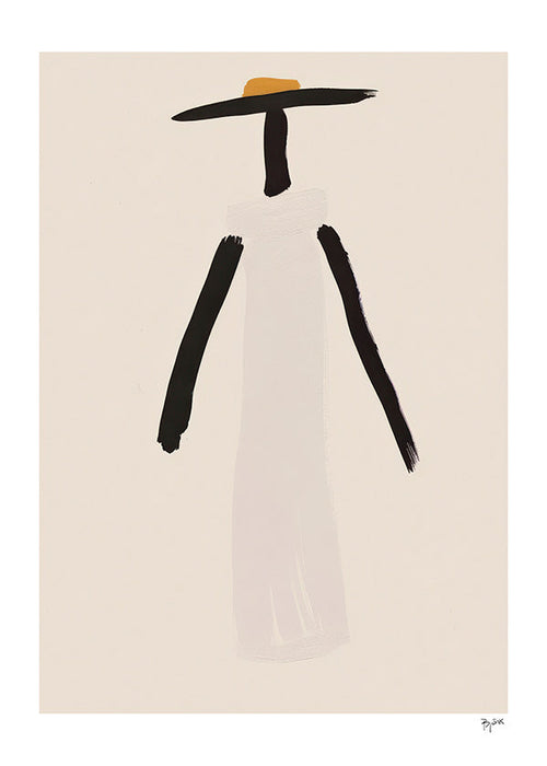Cuadro minimalista figura con sombrero y vestido
