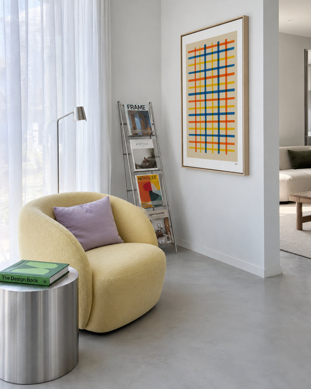 Summer Grid - Framed canvas in an interior