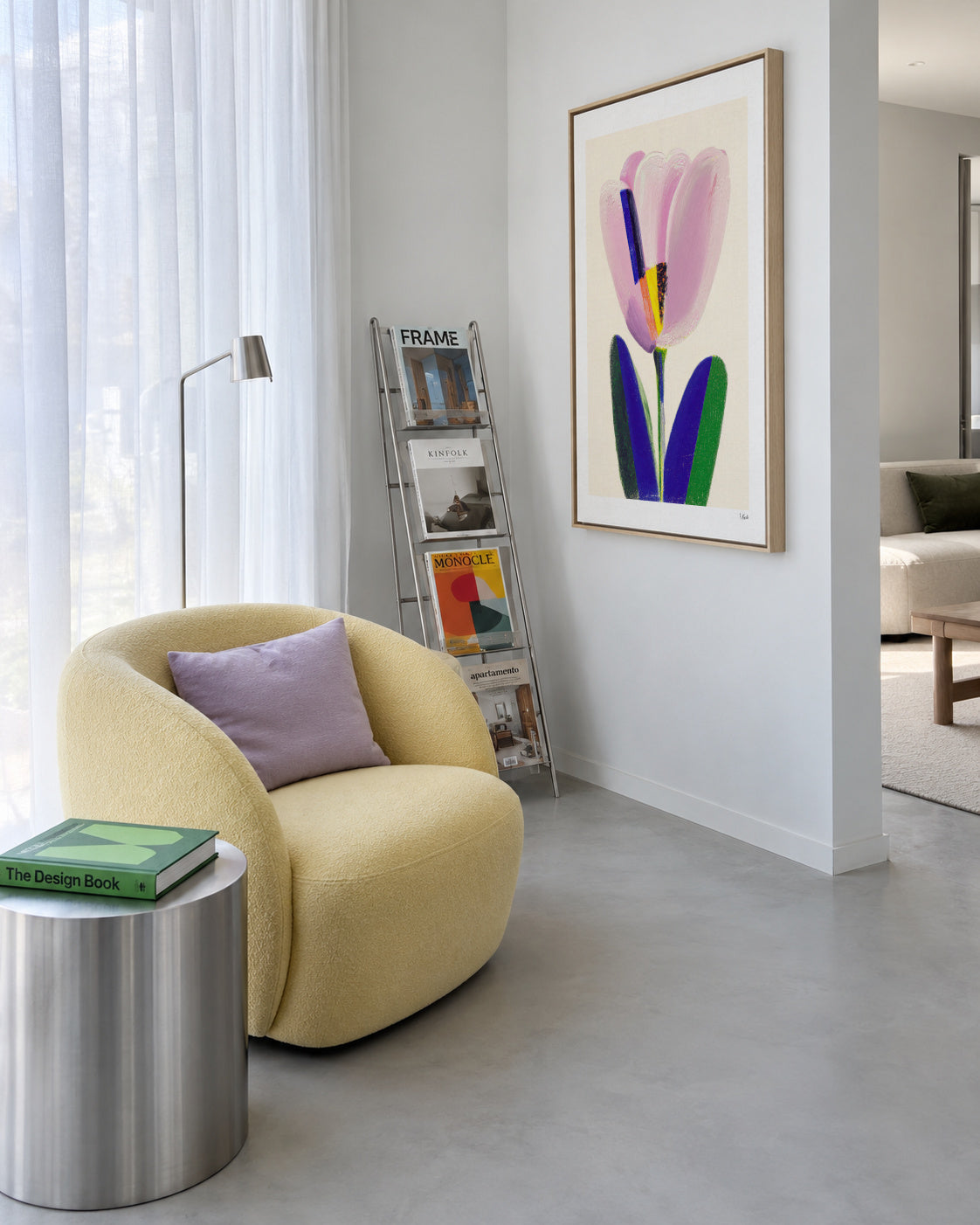 Soft Tulip - Framed canvas in an interior