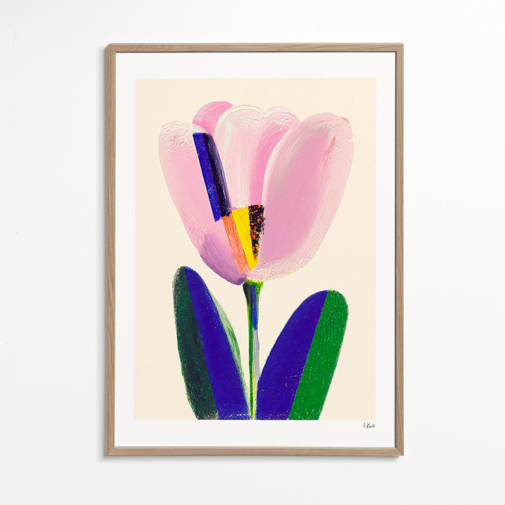 Lámina botánica tulipán rosa – Oak Frame