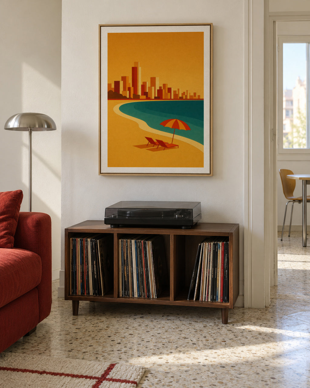 Golden Shore - Framed canvas in an interior