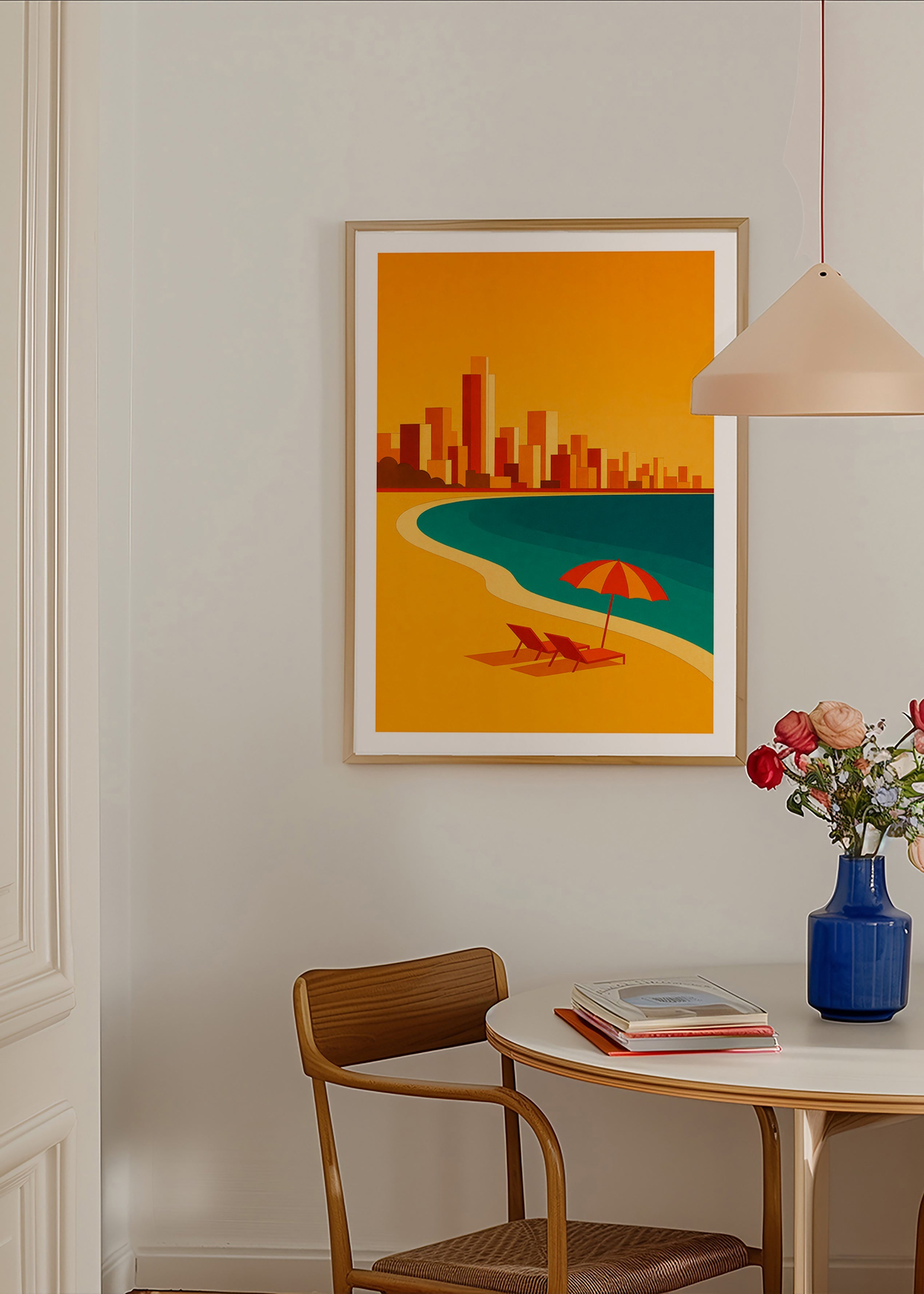 Cuadro de ciudades: playa con sombrilla retro – Product3