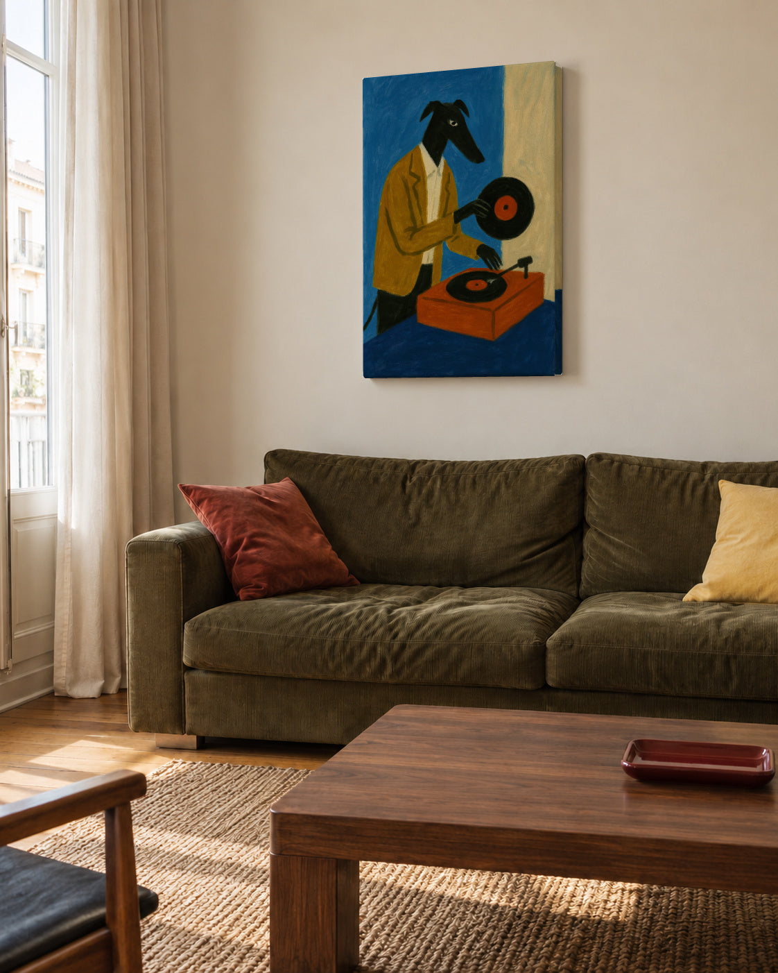 Midnight Vinyl - Unframed canvas in an interior