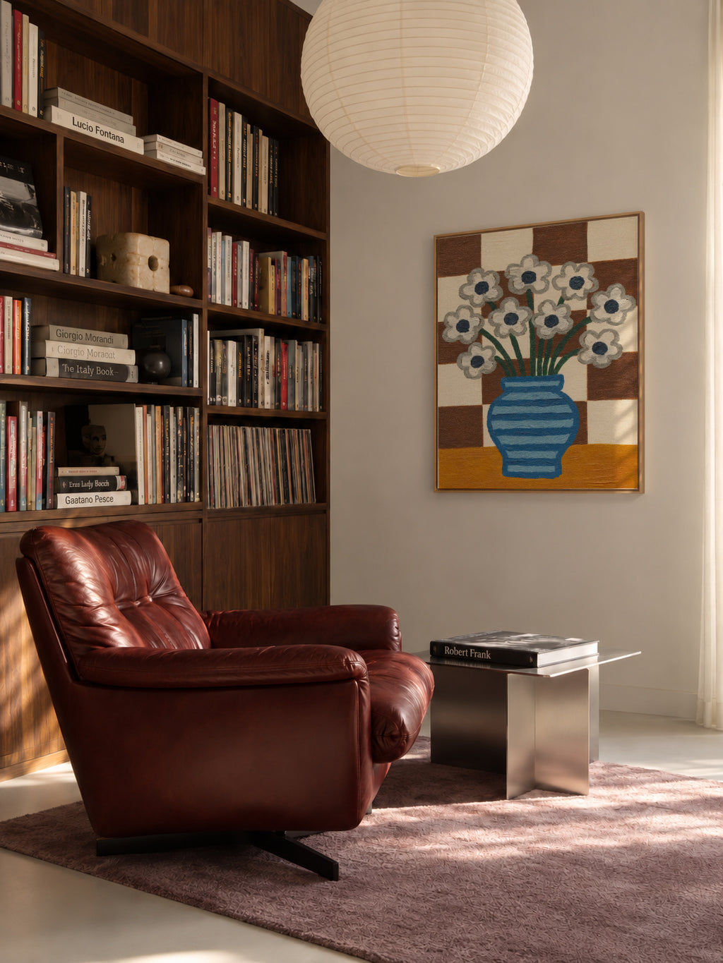 Checkered Still Life - Framed canvas in an interior