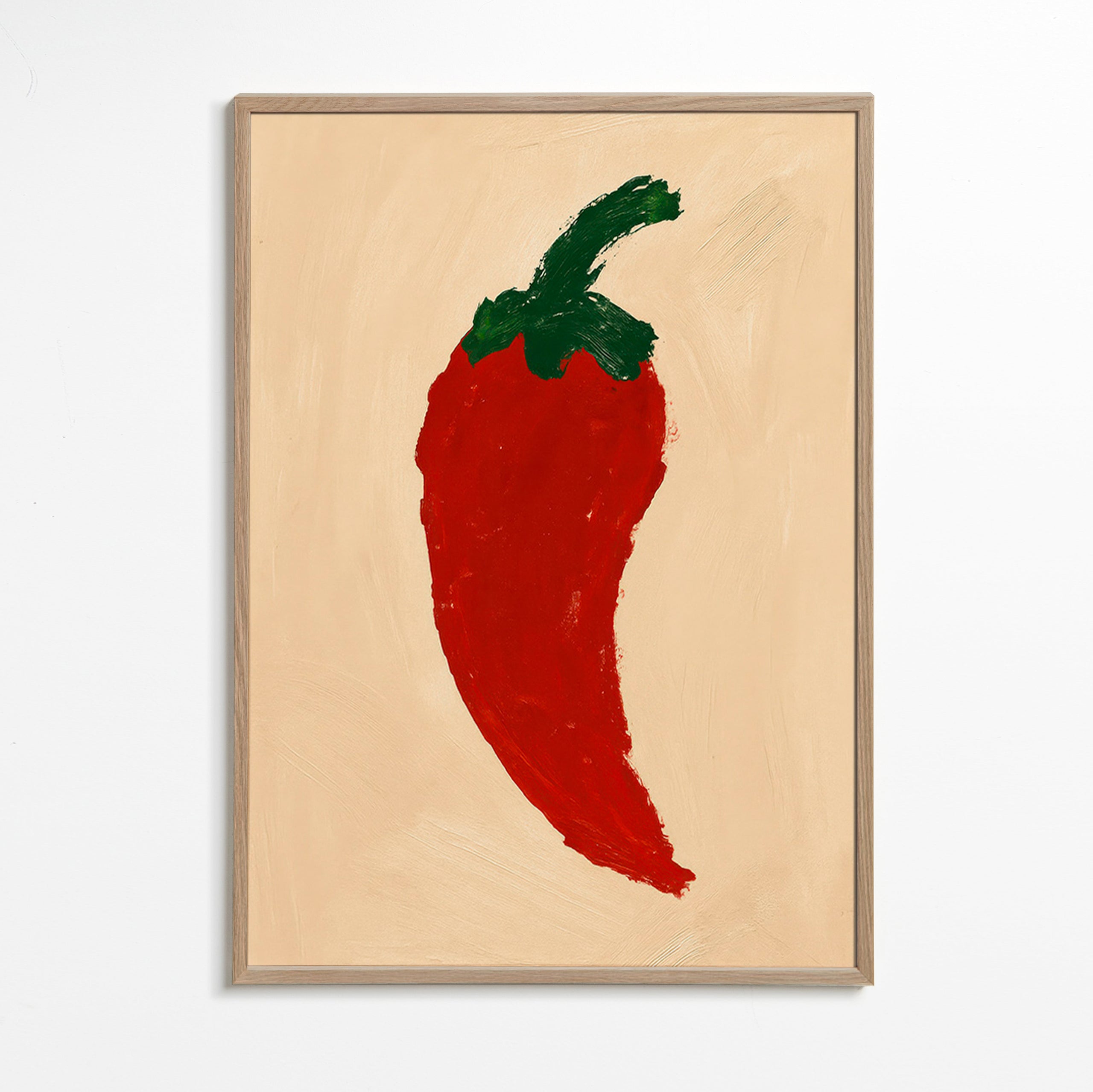 Cuadro de cocina chile rojo pintado – Oak Frame