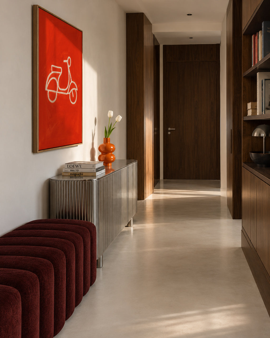 Red Scooter - Framed canvas in an interior