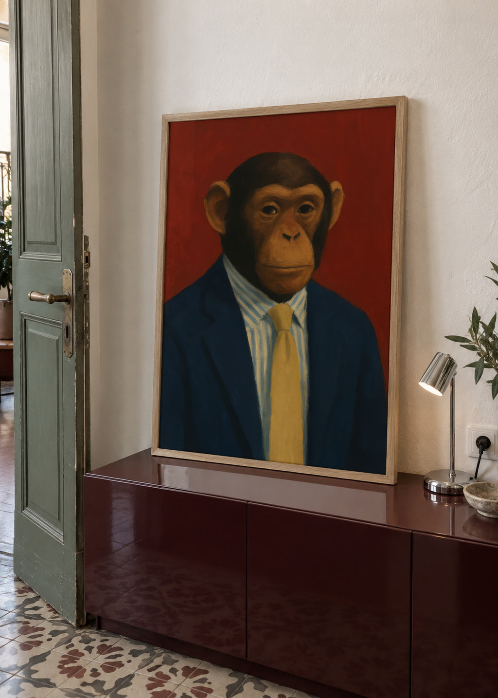 CEO Chimpanzee - Framed poster in an interior