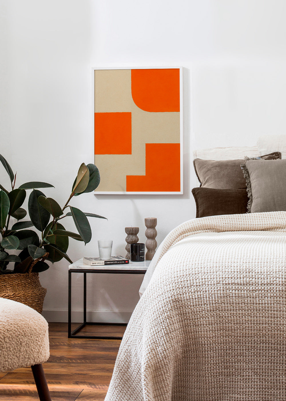 Cuadro geométrico en naranja y beige con bloques modulares – Product3