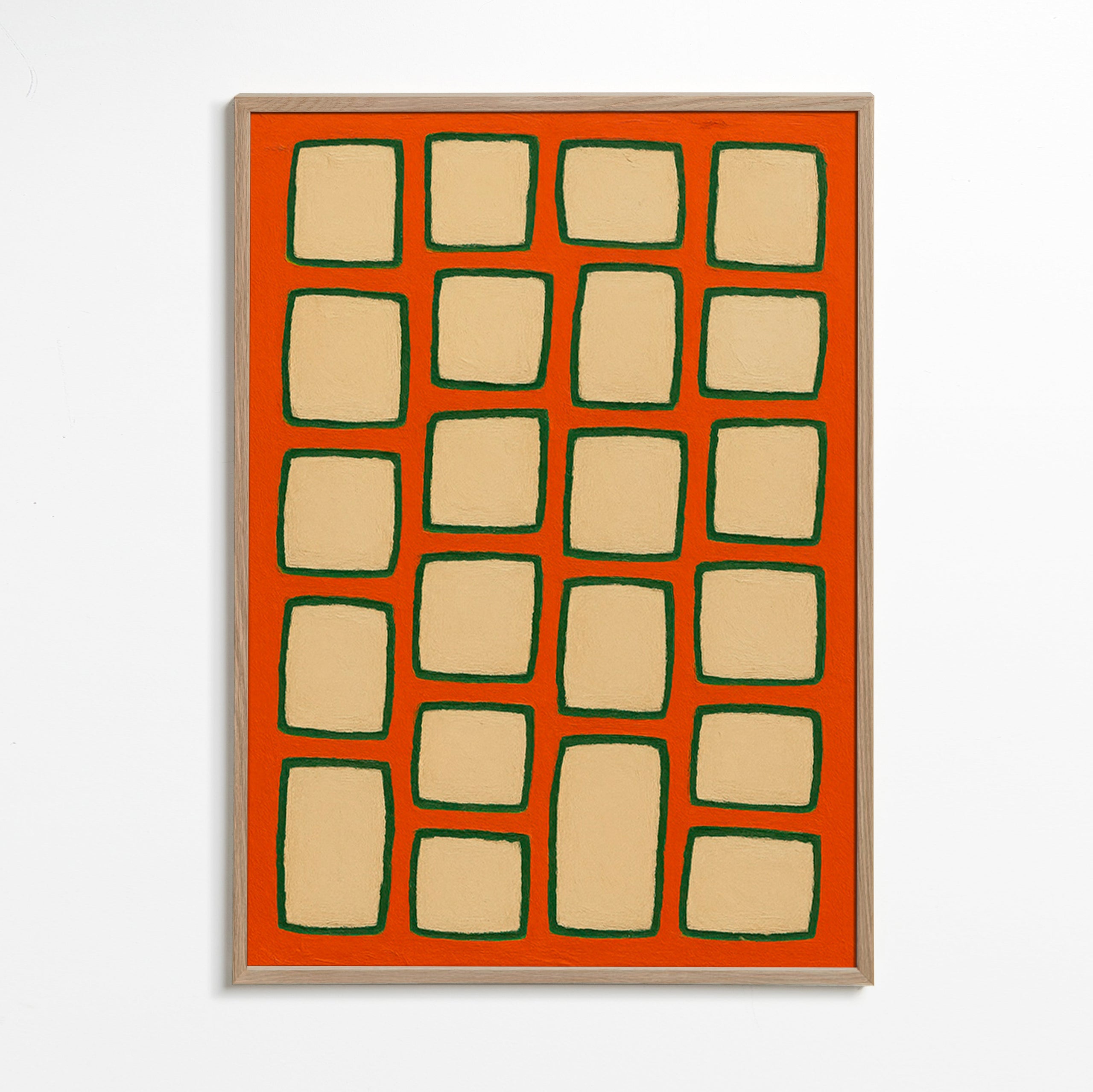 Cuadro geométrico en cuadrícula terracota – Oak Frame