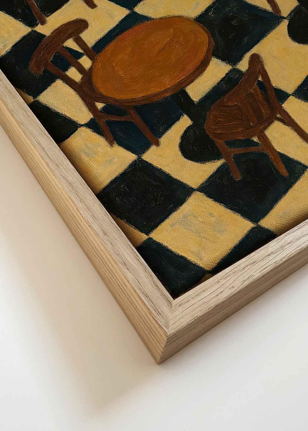 Cuadro de cocina con mesas bistró y suelo ajedrez – Canvas detail